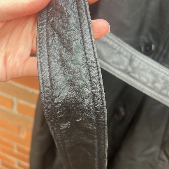 Vintage Black Leather Women’s Trenchcoat XXL Burk’s Bay - Picture 9 of 17